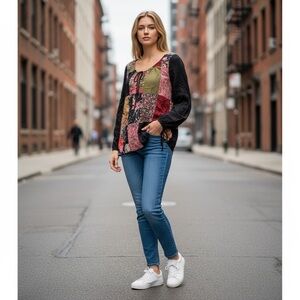 Trivelli Black Paisley Long Sleeve Shirt Top